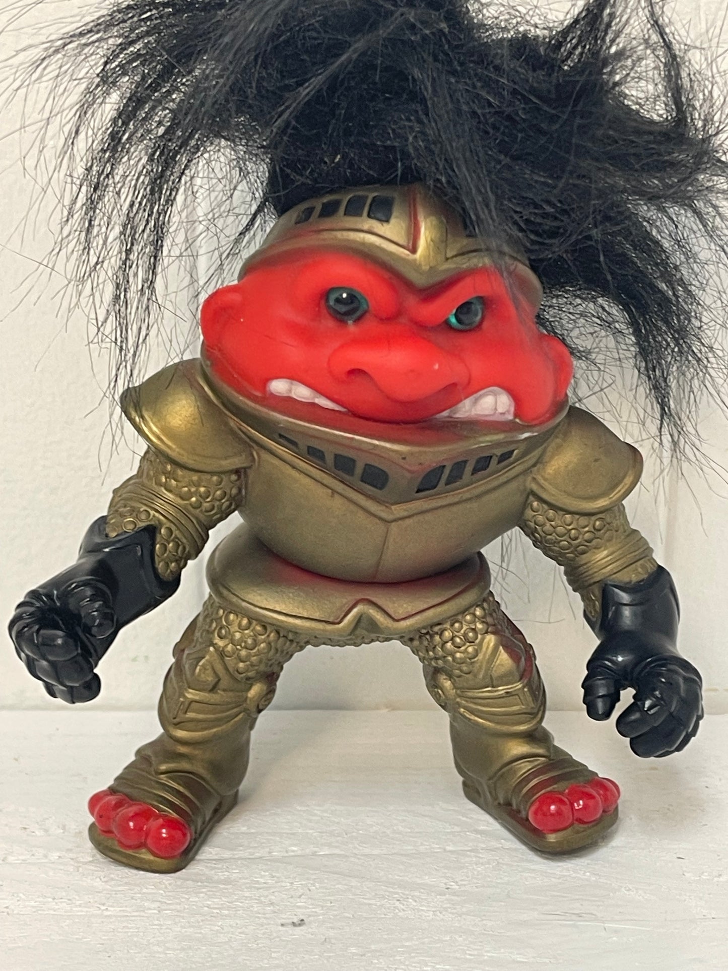 Battle Trolls Sir Knight Trollahad Golden Knight Red Face Figure Hasbro Vtg 1992