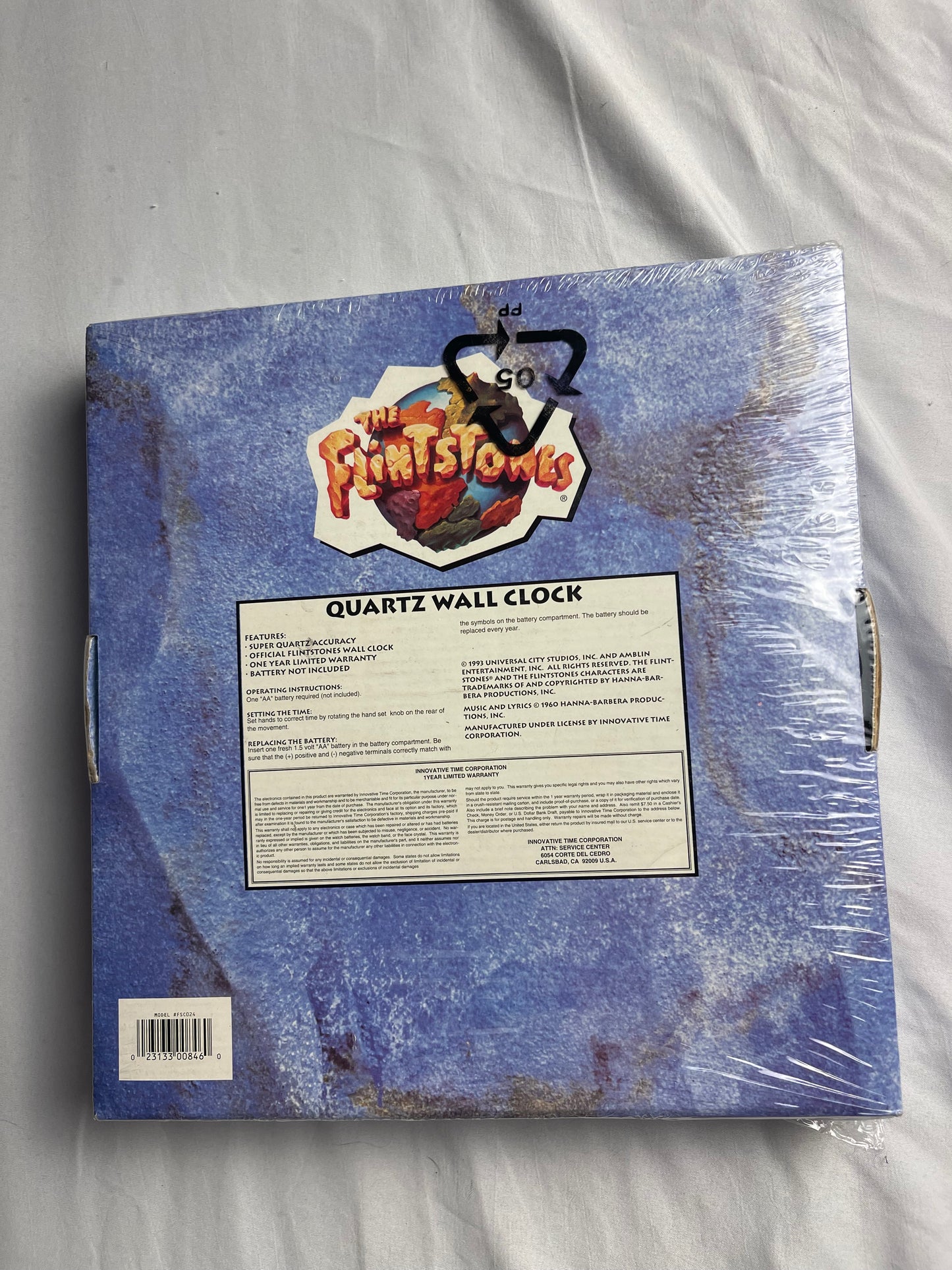 The Flintstones The Move, Quartz Wall Clock 1993 NIB 9” Diameter