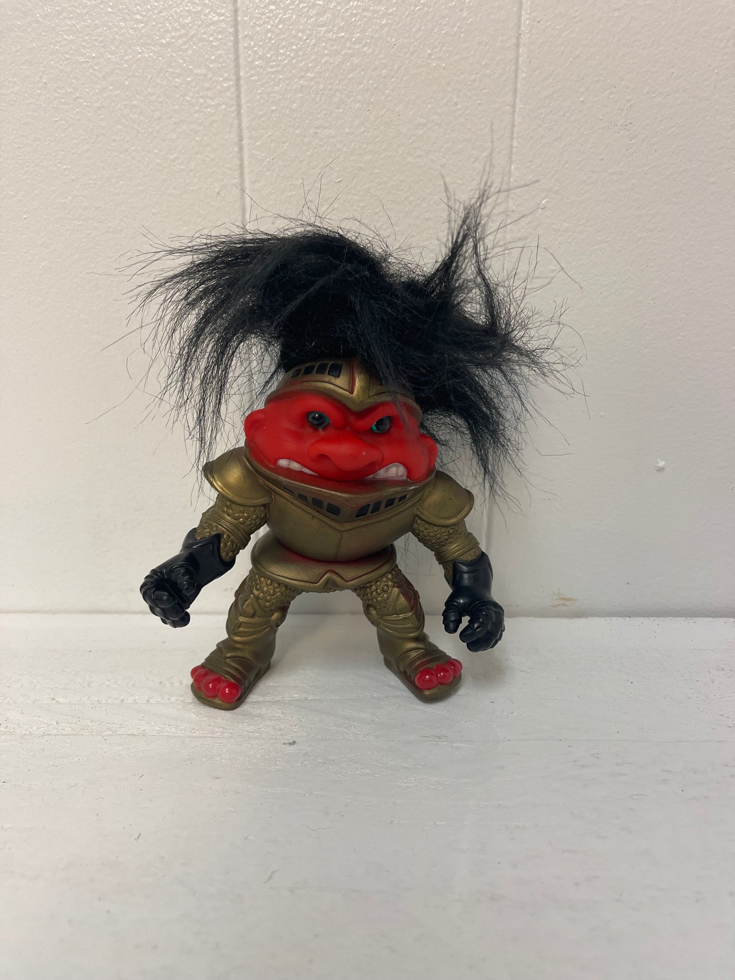 Battle Trolls Sir Knight Trollahad Golden Knight Red Face Figure Hasbro Vtg 1992