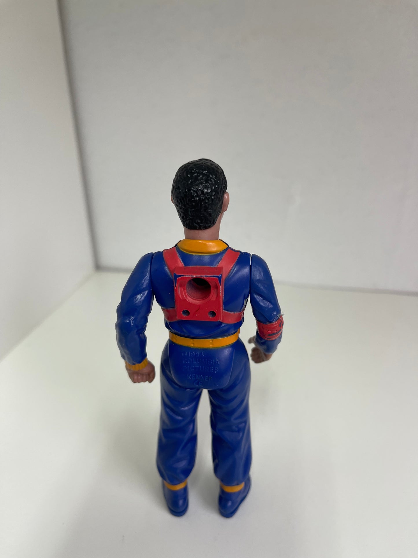Vintage 1984 Kenner Ghostbusters Winston Zeddemore Action Figure Power Pack Blue