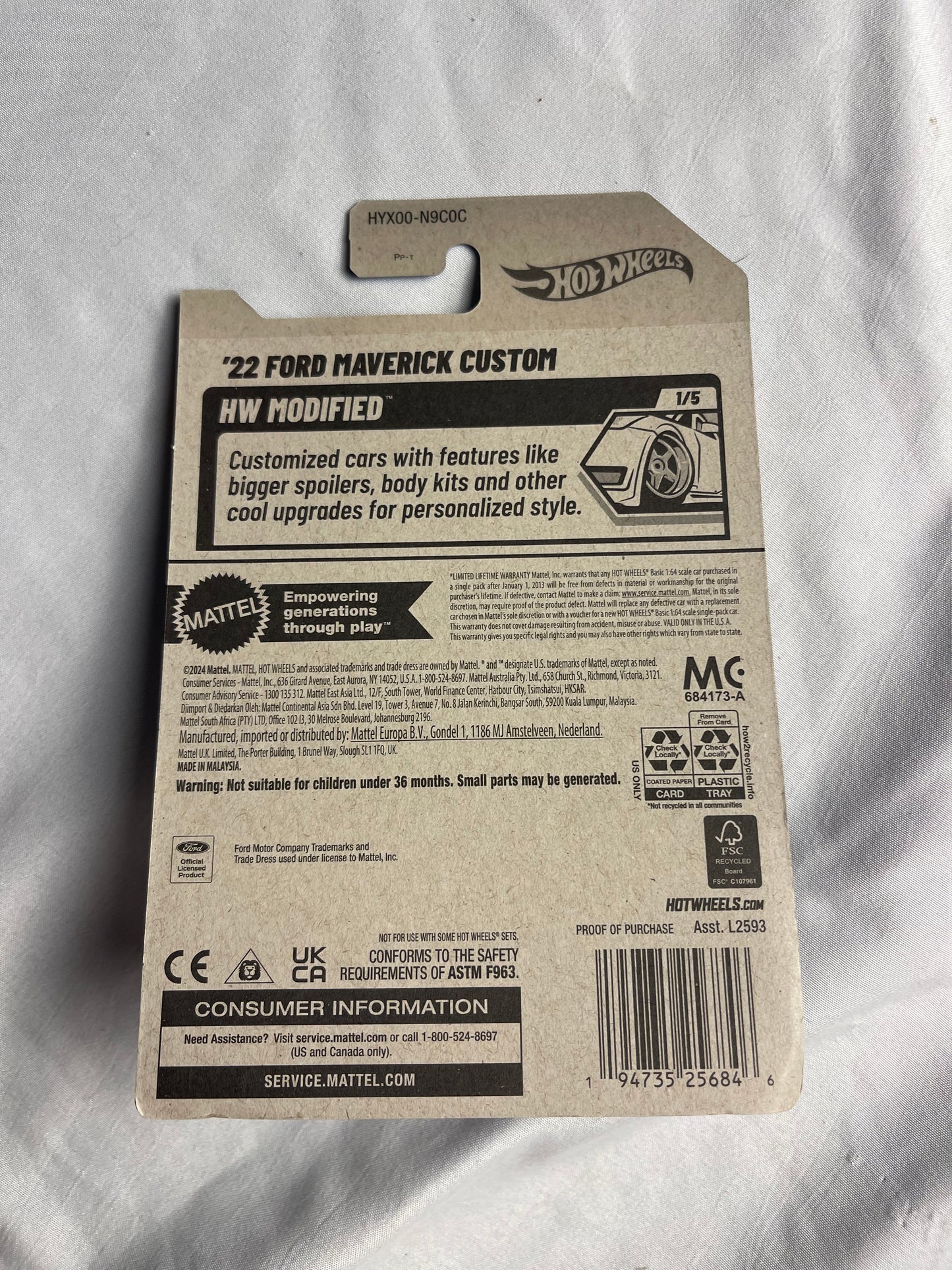 Hot Wheels 22 Ford Maverick Custom Yellow #49 Mainlines 2025 Case B