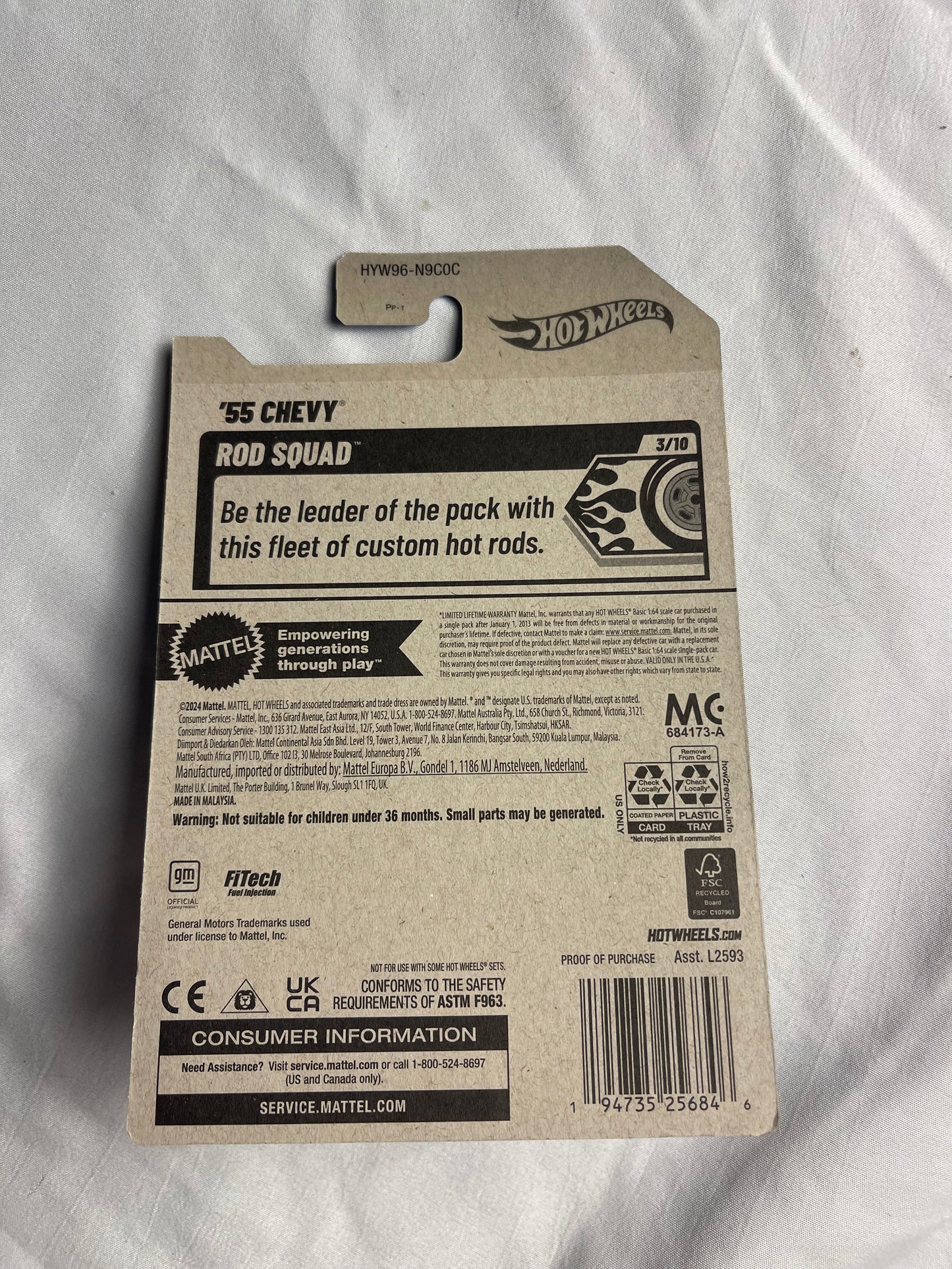 Hot Wheels 2025 Chevy 55 Black Case B Rod Squad