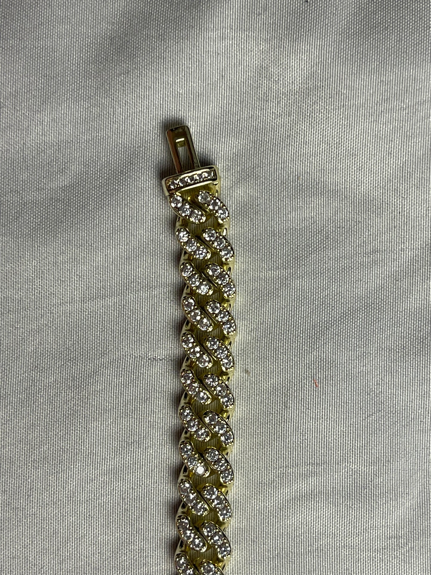 Luxfine 12mm Iced Out Cuban Link Chain Bracelet 14K REAL Gold Plated Hypoallergenic Hip Hop Jewelry 5A+ Cubic Zirconia Prong-setting