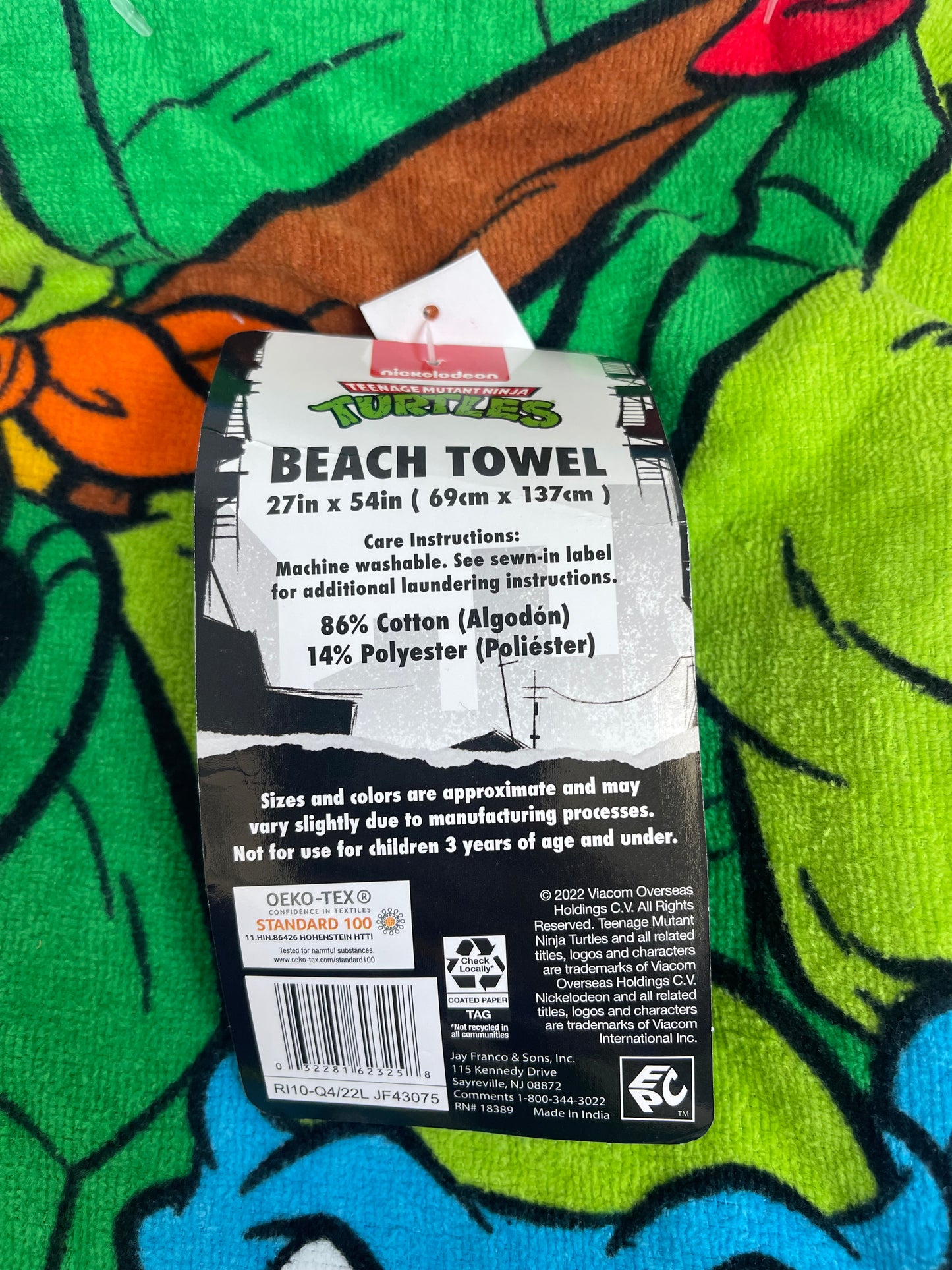 TMNT Teenage Mutant Ninja Turtles Large 27"×54" Beach Towel Nickelodeon New