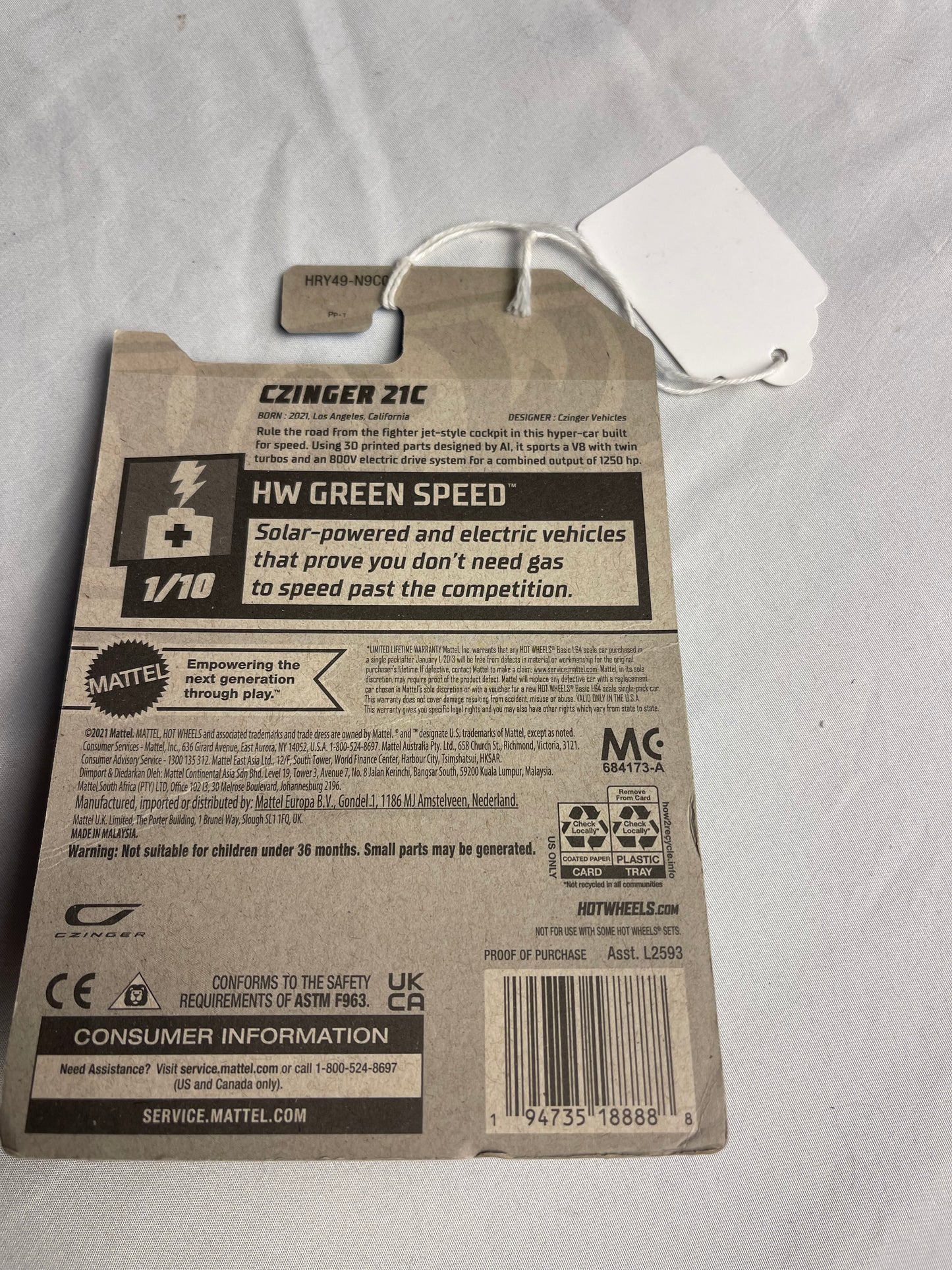 Hot Wheels Czinger 21C Blue #13 13/250 - 2024 HW Green Speed