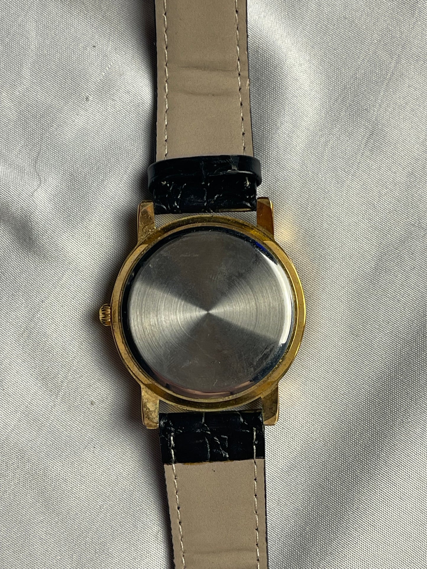 ESQ Esquire Women White Dial Date Black Leather 28mm Quartz Analog Watch 6 1/2"