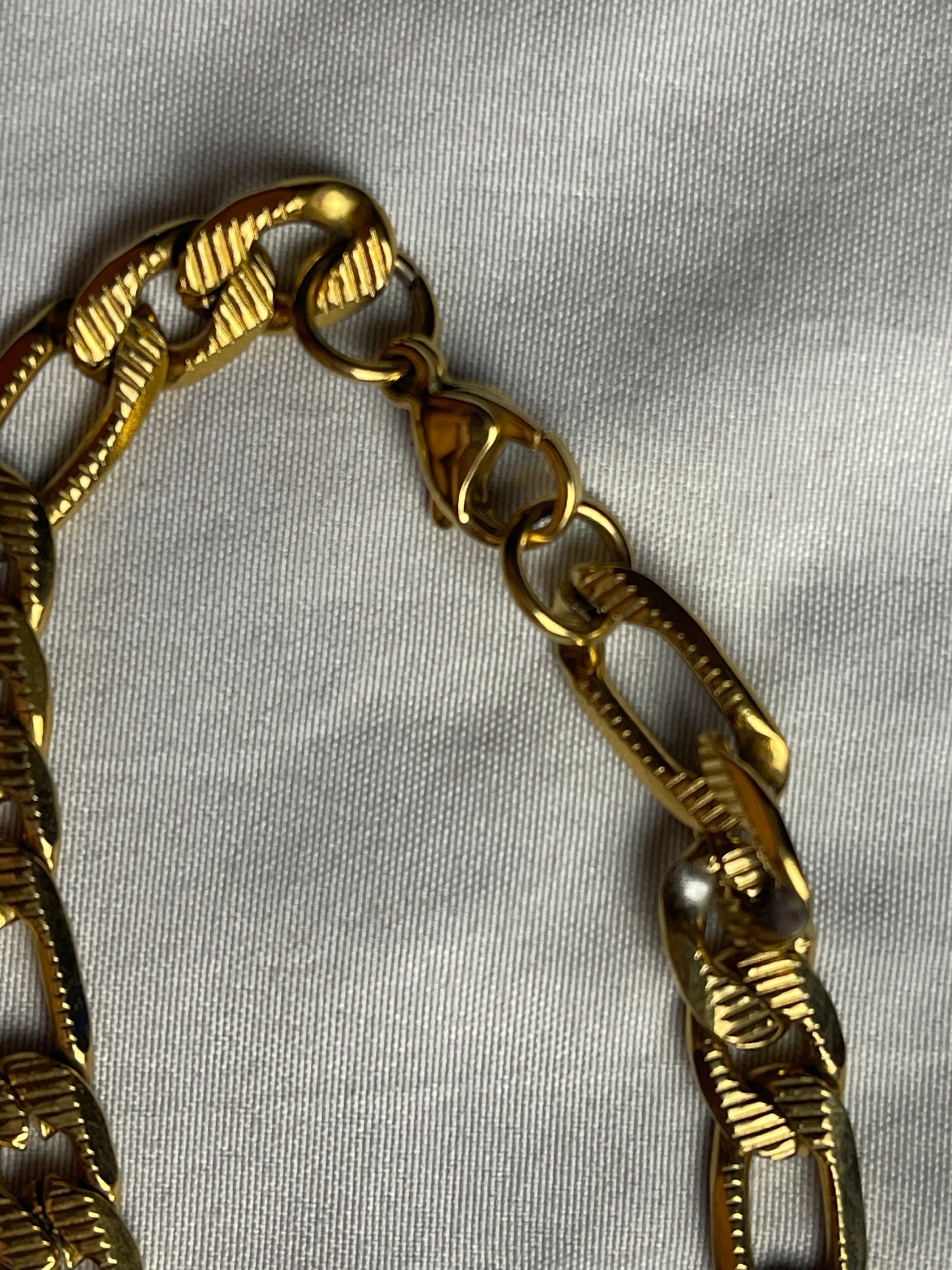 7.5mm Figaro Chain gold plated Necklace Hip Hop Stainless Steel Link Chain 20 Inch Necklace