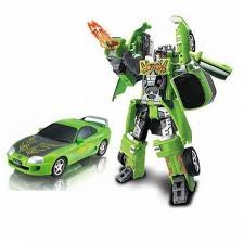Road Bot with lights TOYOTA SUPRA 1:32 Happy Well green Robot Transformer figure