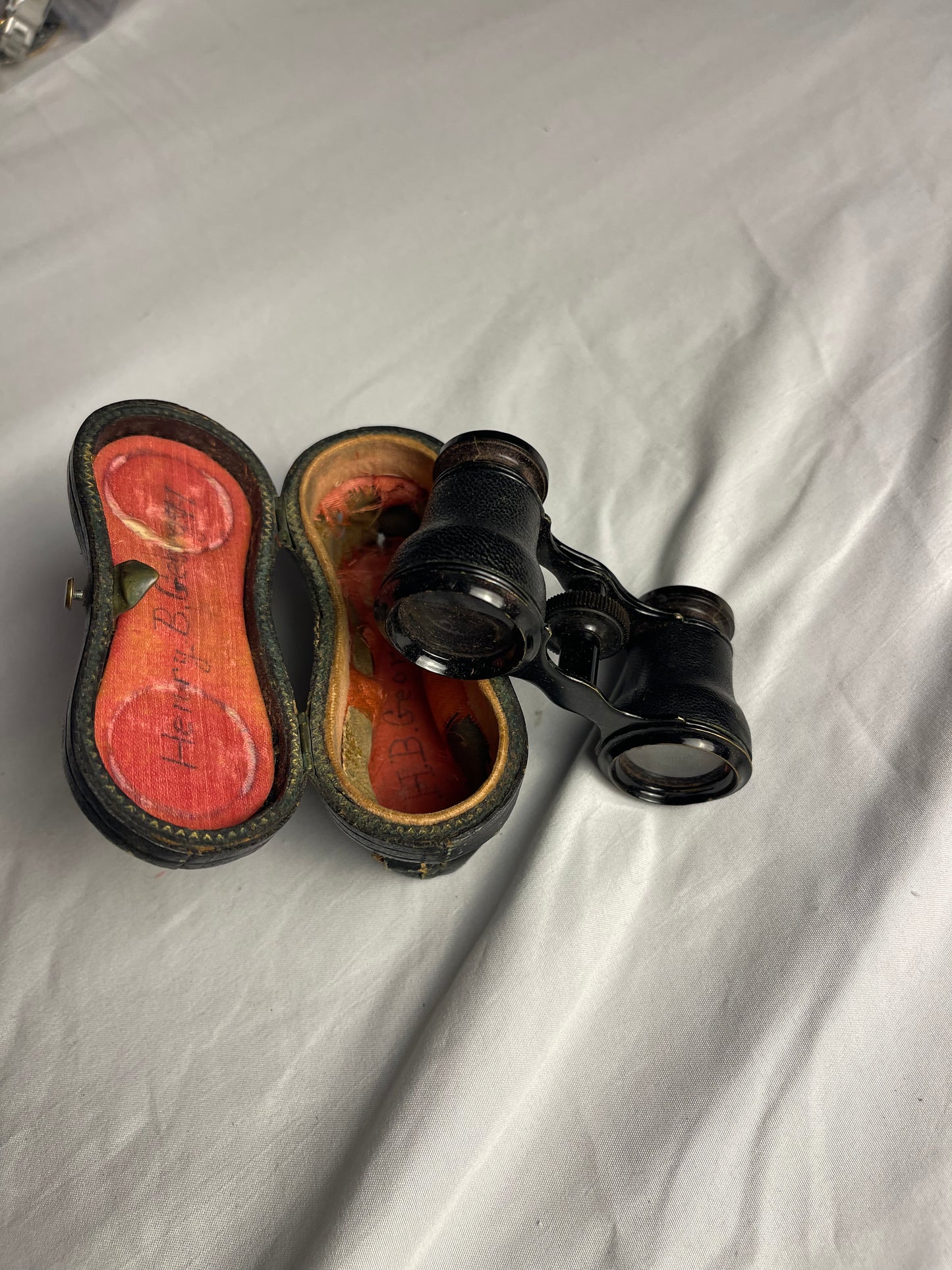 Antique Lemaire Paris Fab Binoculars & leather case
