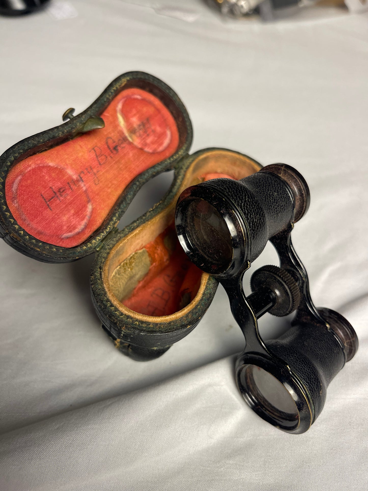 Antique Lemaire Paris Fab Binoculars & leather case