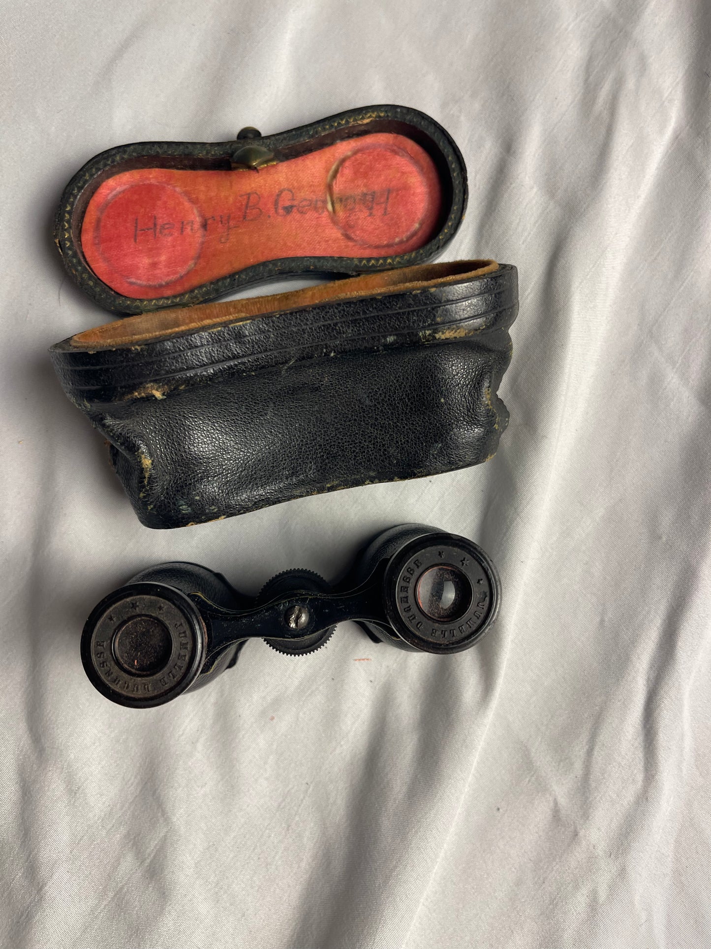 Antique Lemaire Paris Fab Binoculars & leather case