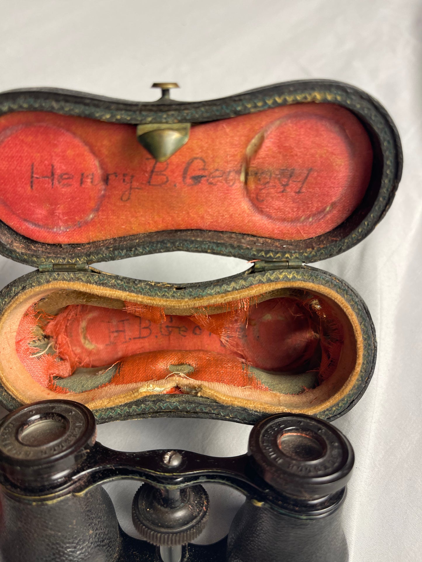 Antique Lemaire Paris Fab Binoculars & leather case