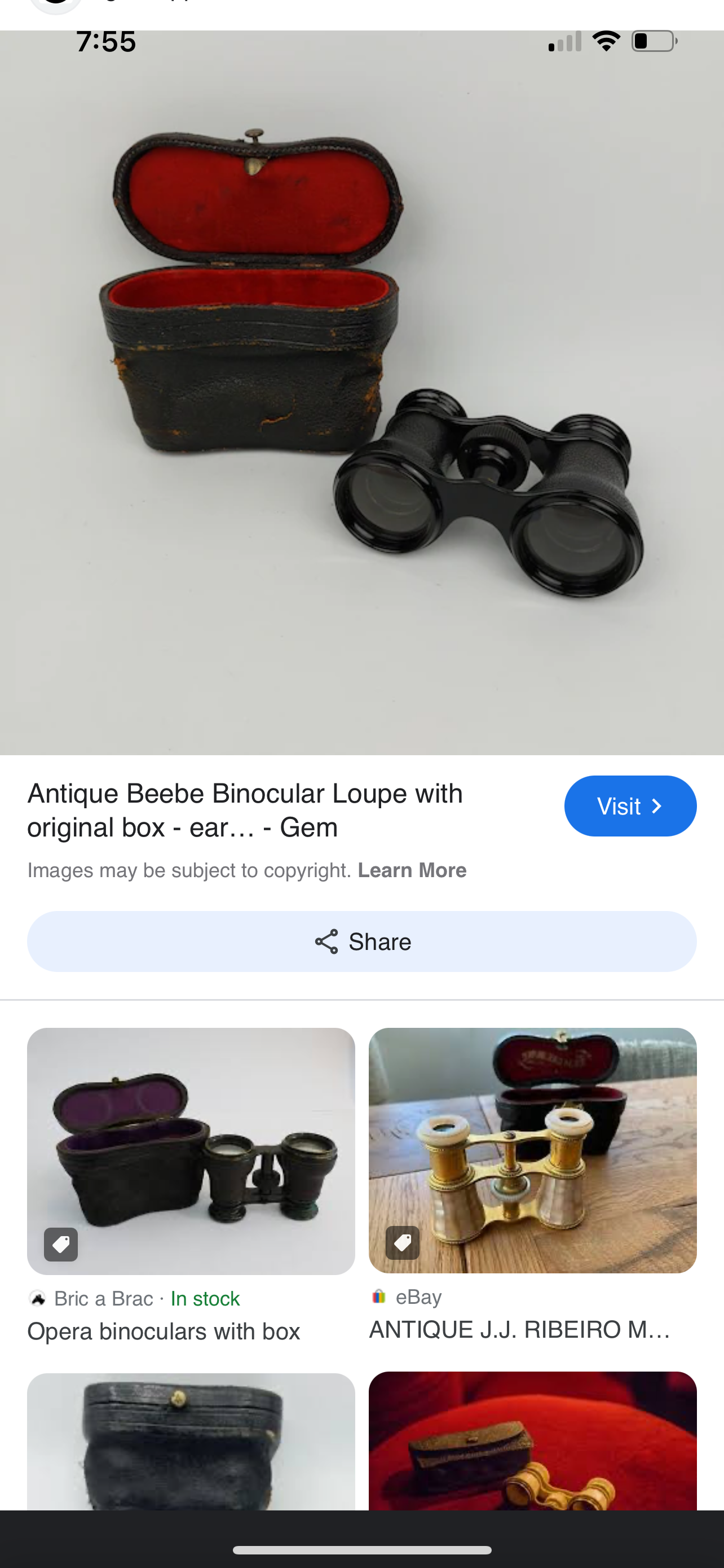 Antique Lemaire Paris Fab Binoculars & leather case