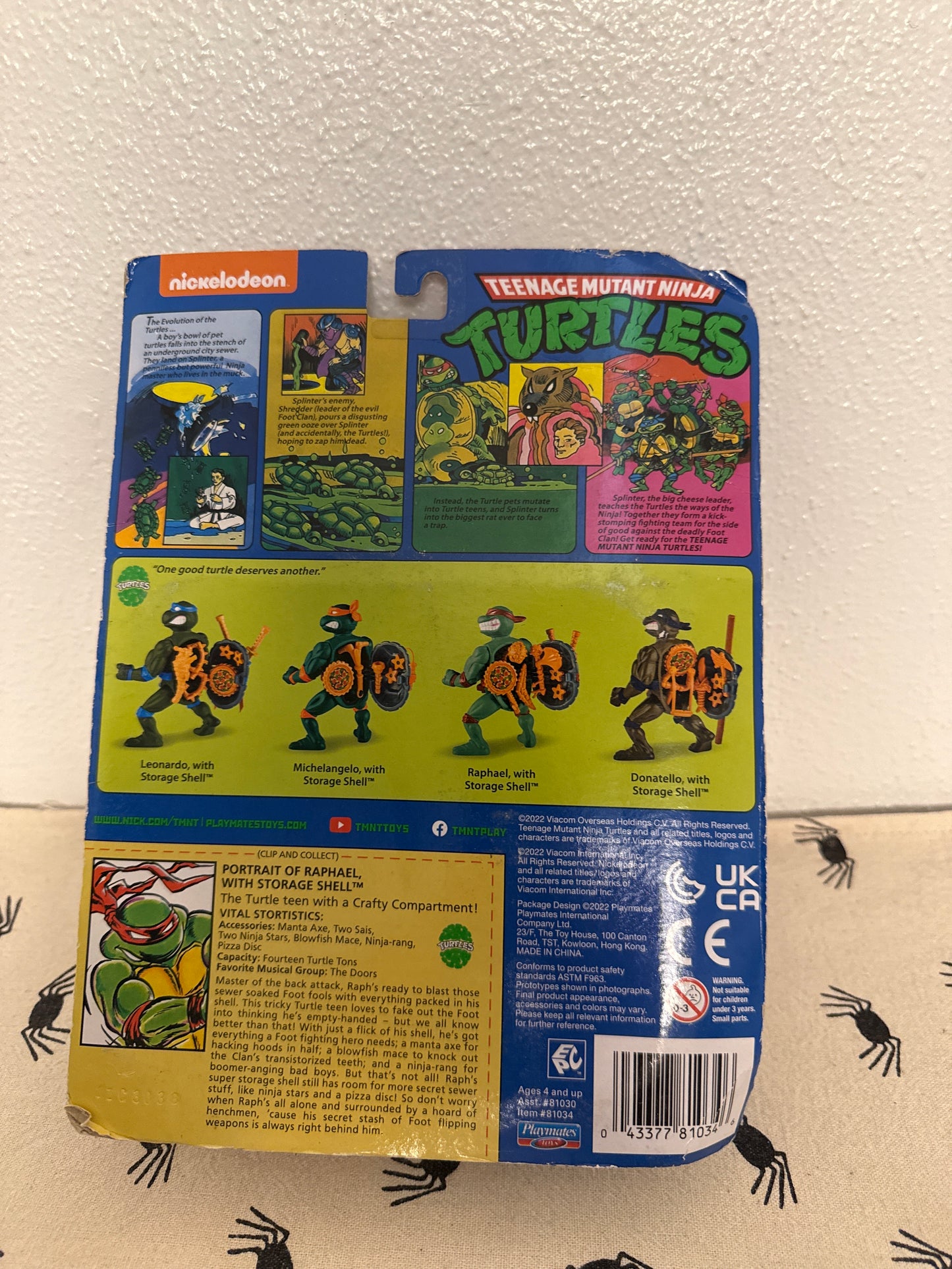 Raphael Storage Shell Teenage Mutant Ninja Turtles TMNT Playmates Retro(sun faded) (damaged package)