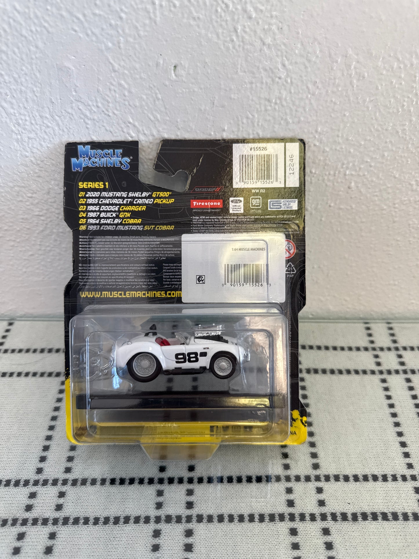 2021 Maisto 1:64 *MUSCLE MACHINES #05* White 1964 Shelby Cobra Race Car #98 NIP!