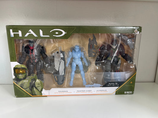 NEW HALO Infinite 4 inch Action Figure 3 Pack: Tovaras, Master Chief, Hyperius