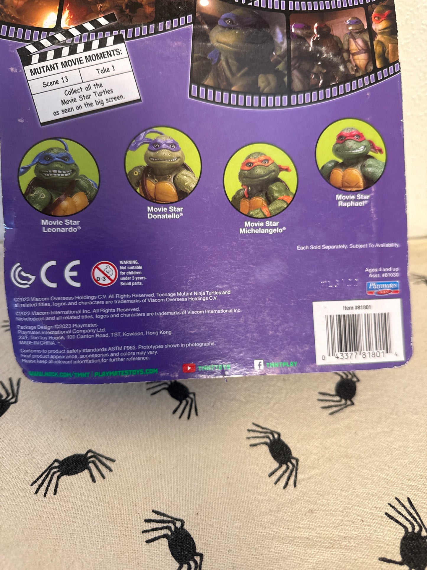 teenage mutant ninja turtles figure. movie star Mikey new in box(sun faded)(package damaged ) see photos