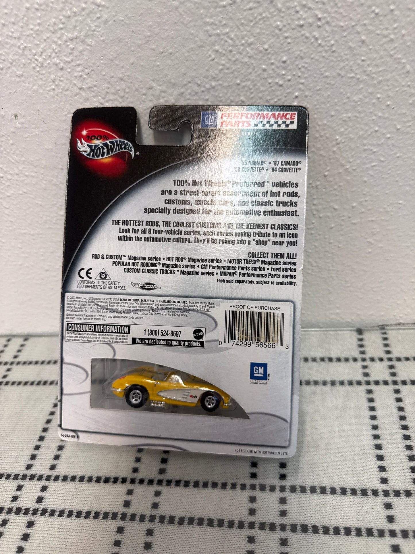 Hot Wheels PREFERRED PERFORMANCE PARTS '58 Corvette 3/4 (Yellow)