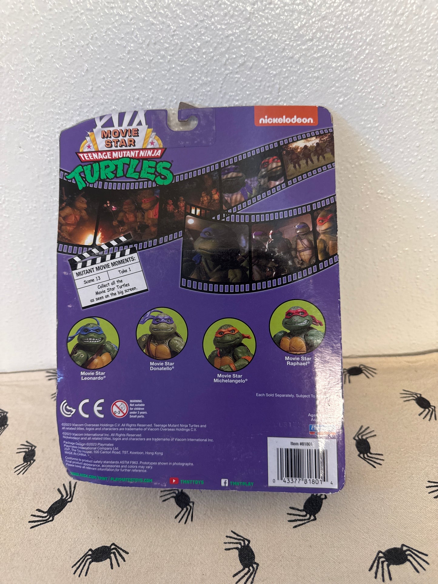teenage mutant ninja turtles figure. movie star Mikey new in box(sun faded)(package damaged ) see photos